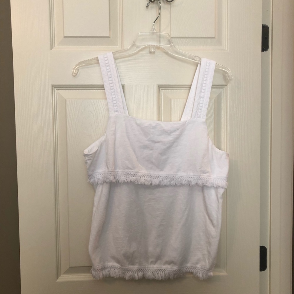 Fun J. Crew knit tank with fringe detail